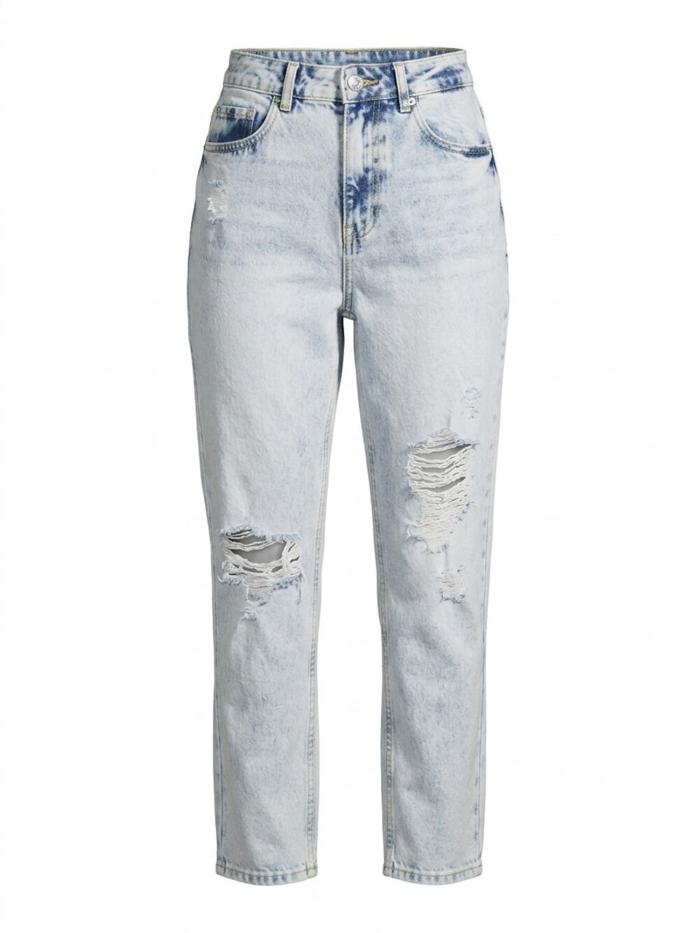 Buffalo Blue Straight Leg Distressed Light Wash Jeans Women Size US 6